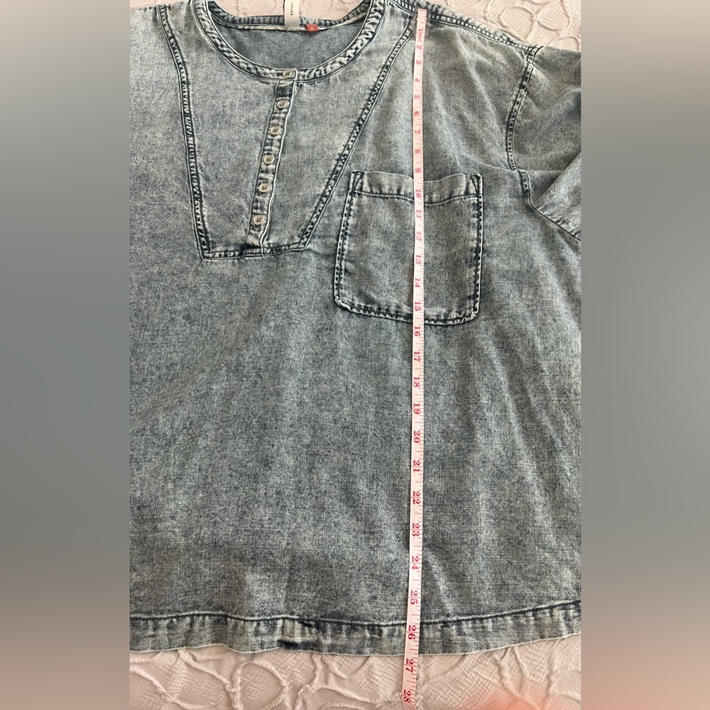 Pilcro Anthropologie Women XL Light Denim ½ Button-Up ½ Sleeve Shirt (0655) - Picture 12 of 12